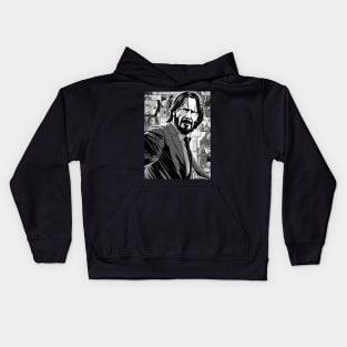 John Wick Comic book style_002 Kids Hoodie